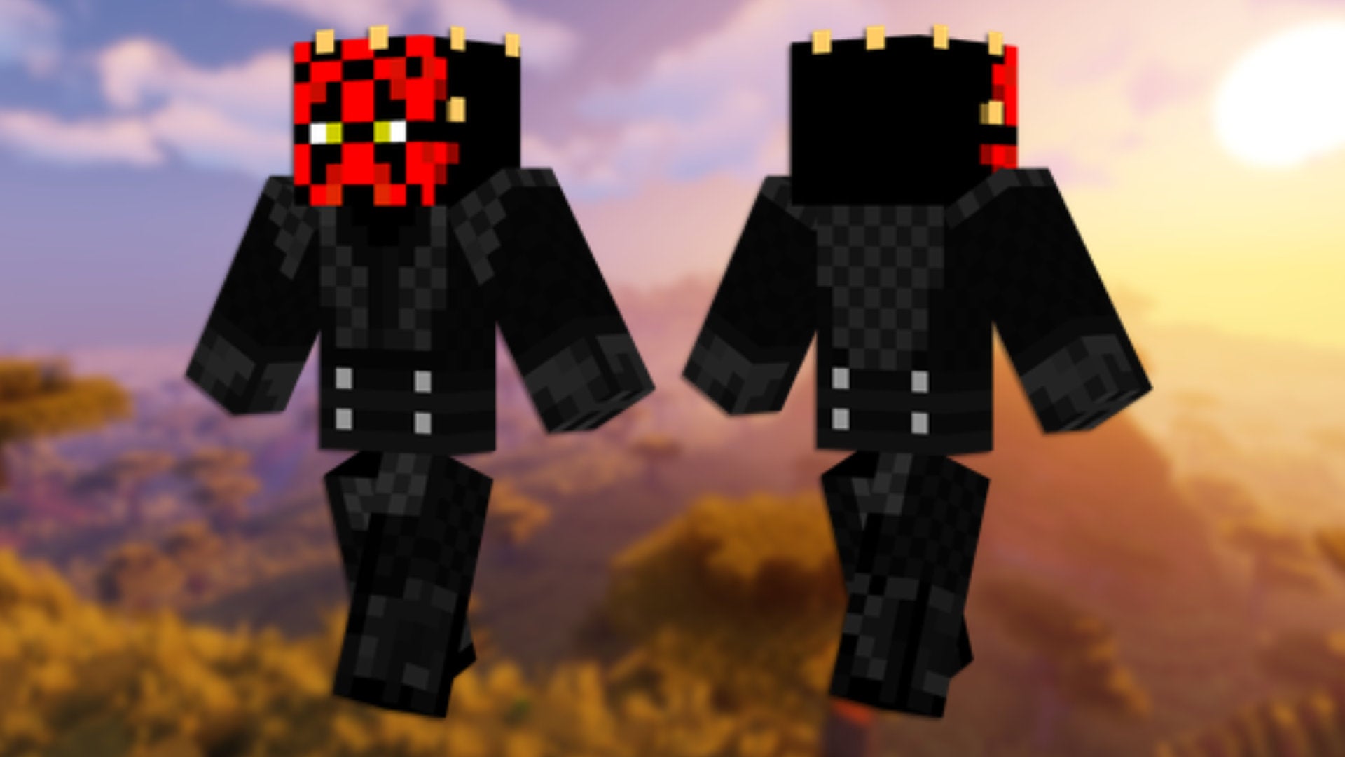 A front and back view of the Darth Maul Minecraft skin. - 15