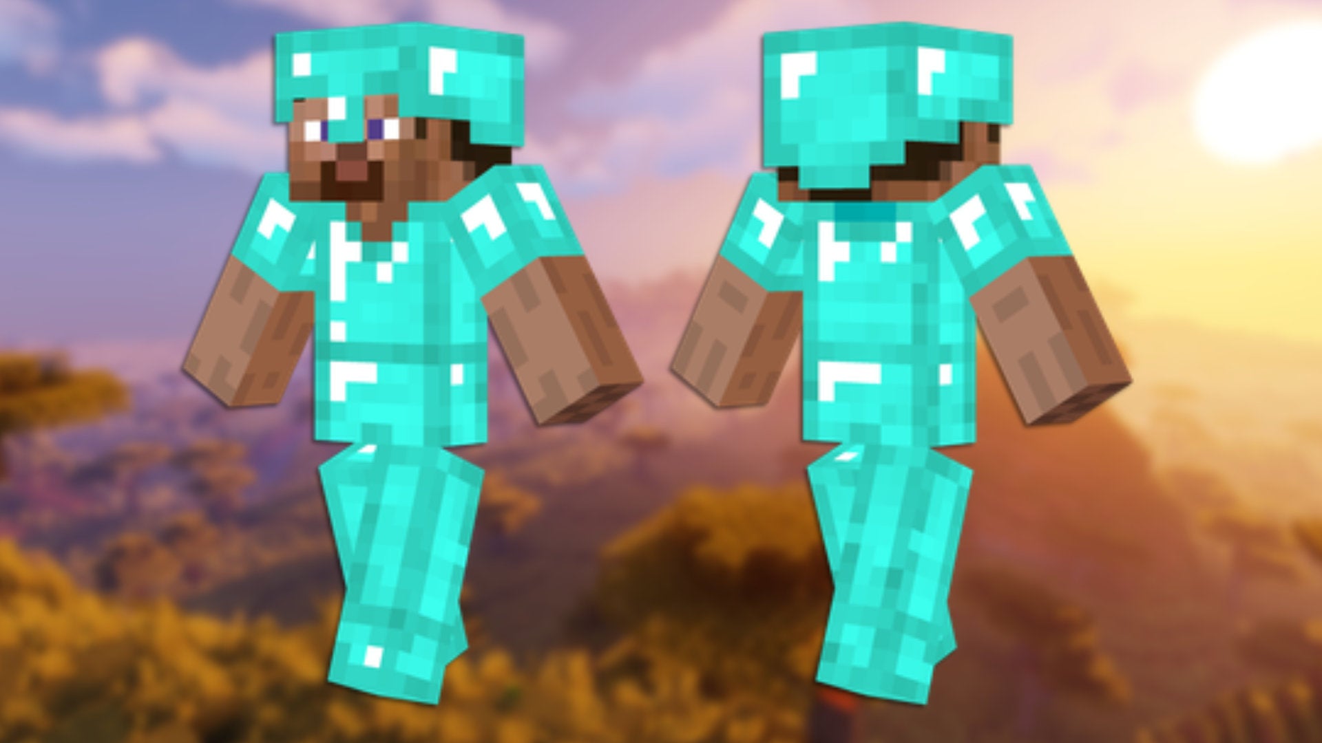 A front and back view of the Diamond Armor Minecraft skin. - 78