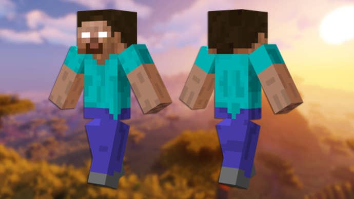 A beforehand and backmost presumption of the Herobrine Minecraft skin.