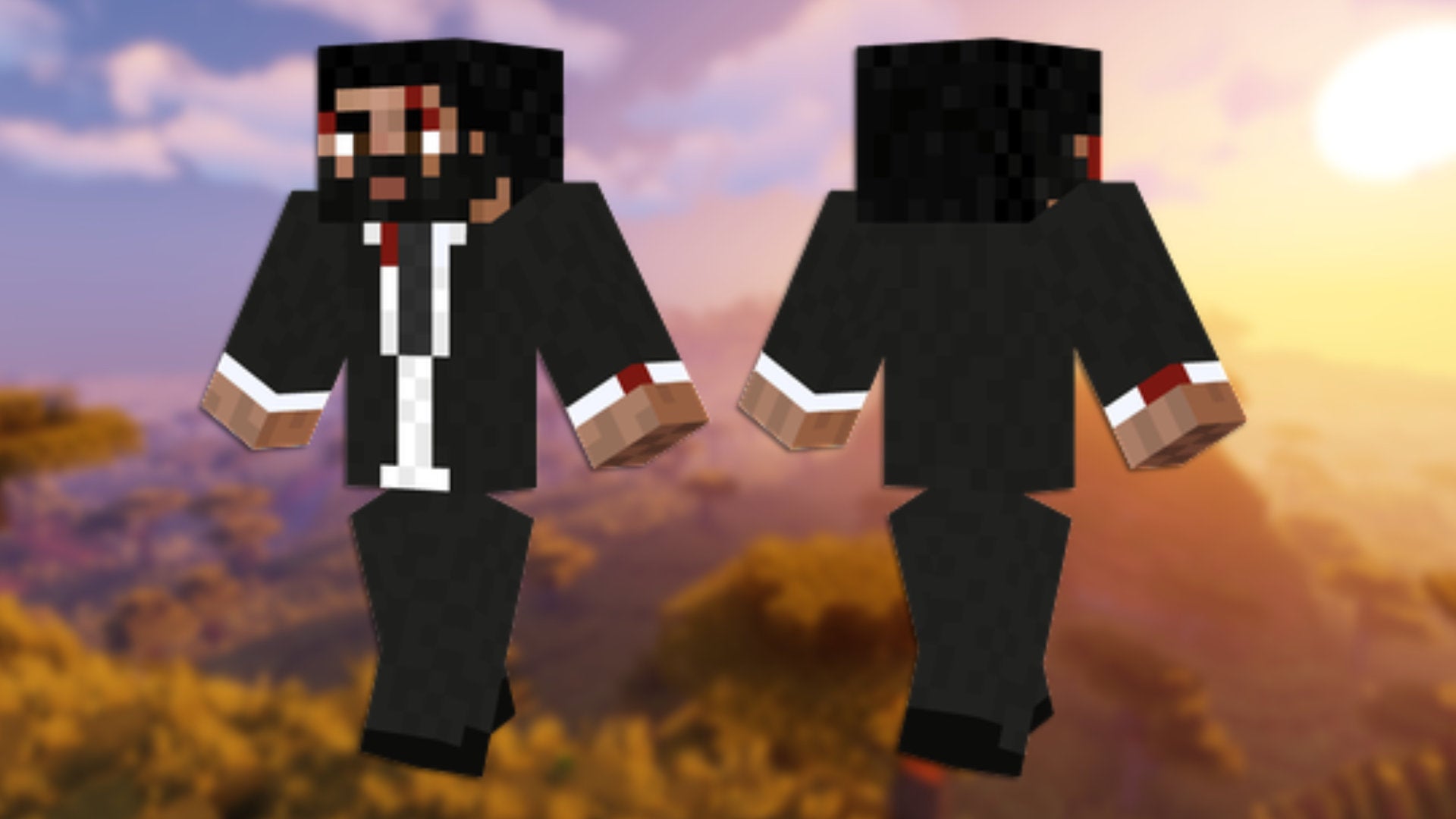 A front and back view of the John Wick Minecraft skin. - 18