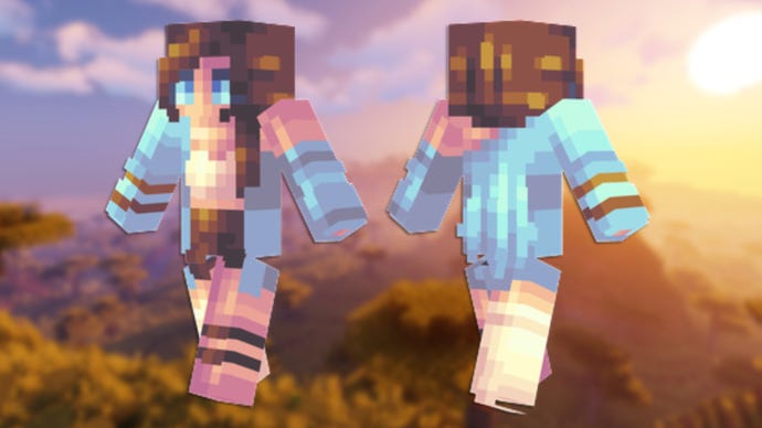 A front and back view of the Marina Minecraft skin.