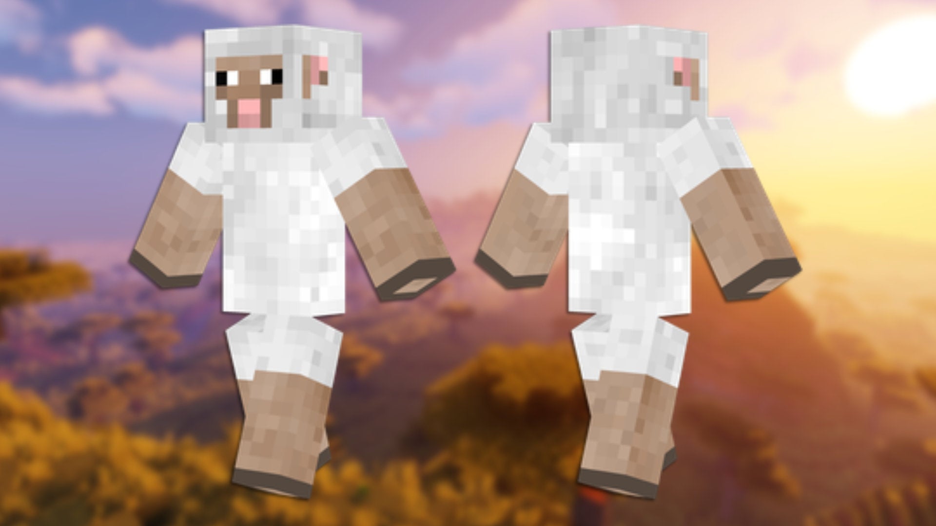 A front and back view of the Sheep Minecraft skin. - 76