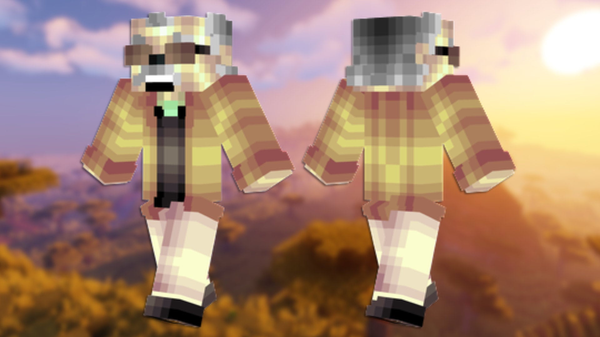 A front and back view of the Stan Lee Minecraft skin. - 47