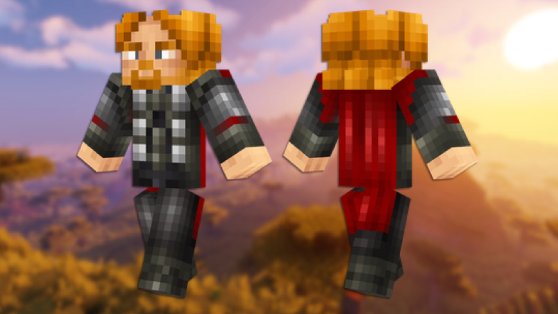 A front and back view of the Thor Minecraft skin. - 7