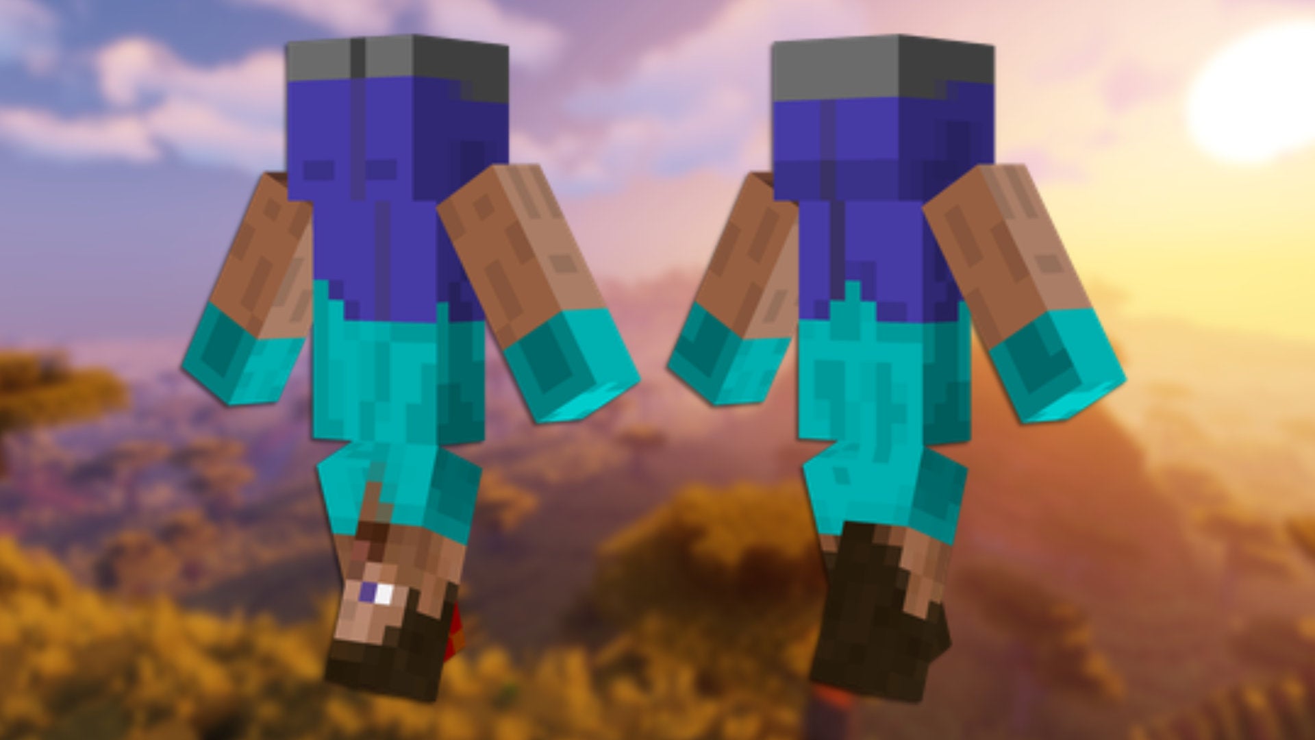 A front and back view of the Upside Down Minecraft skin. - 63
