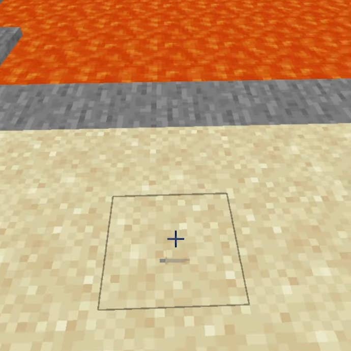 Part of the process of speed-building a Nether Portal in Minecraft.