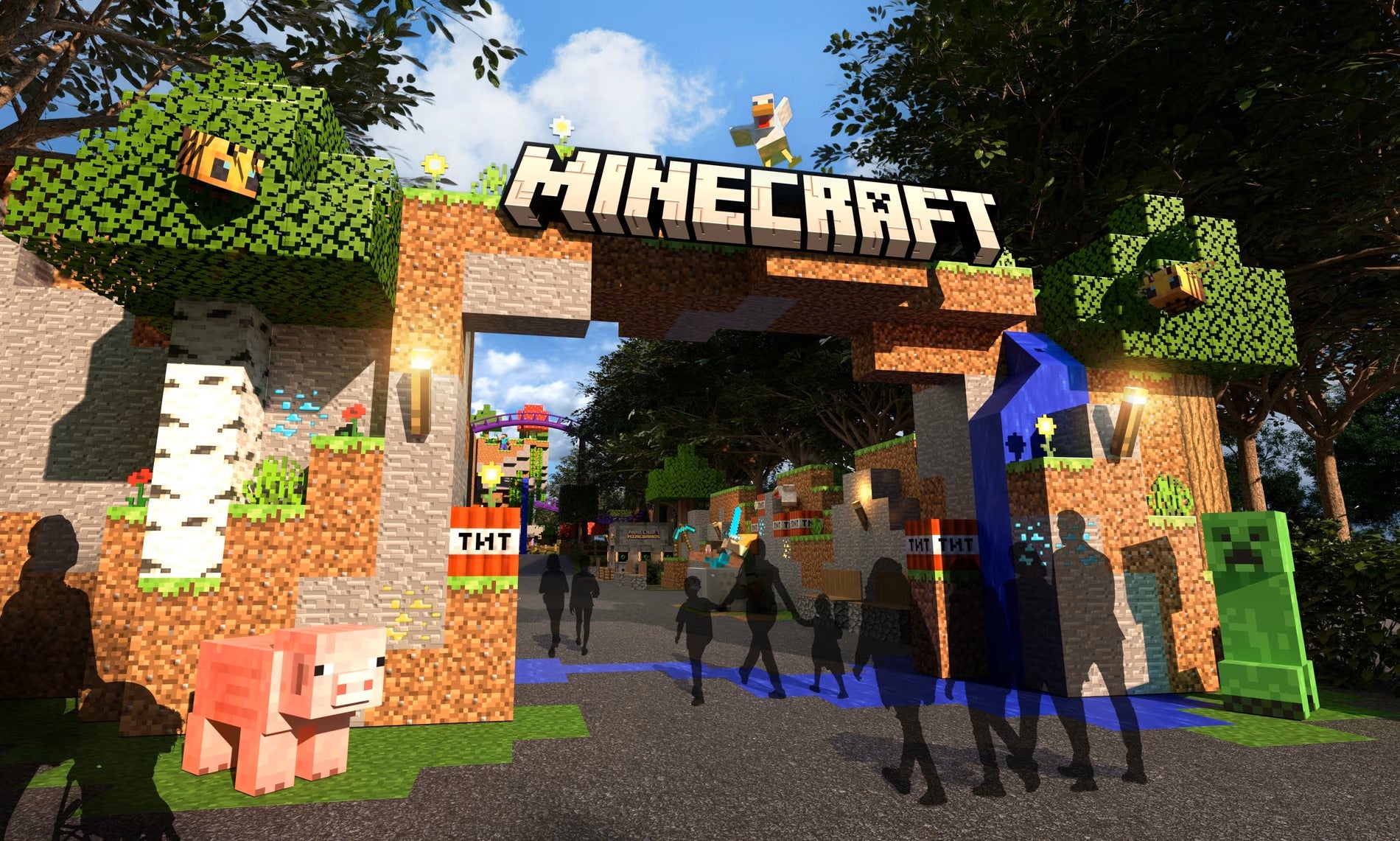 A mockup of what a Minecraft theme park entrance might look like. - 1