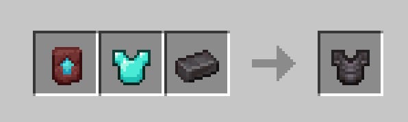 Captura de pantalla que muestra un ejemplo de cómo usar plantillas de herrería en Minecraft