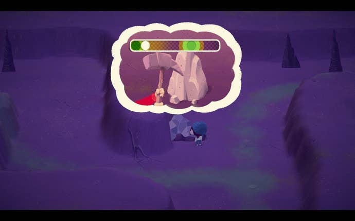 A mini-game to mine rock in Mineko’s Night Market