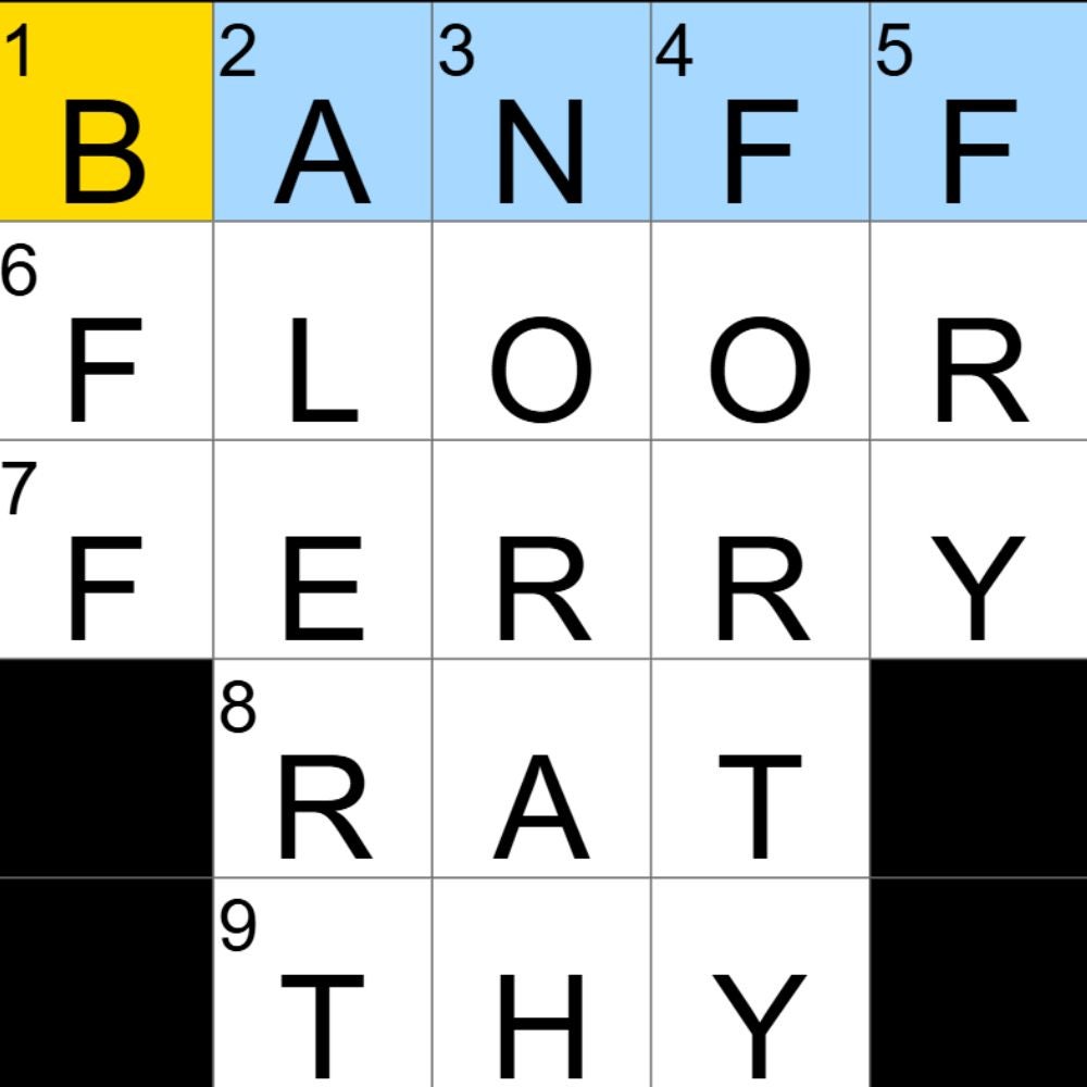 The completed NYT Mini Crossword for 04/09/2025, showing all the answers for each clue. - 3