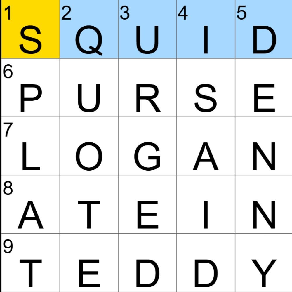The completed NYT Mini Crossword for 12/09/2025, showing all the answers for each clue. - 3