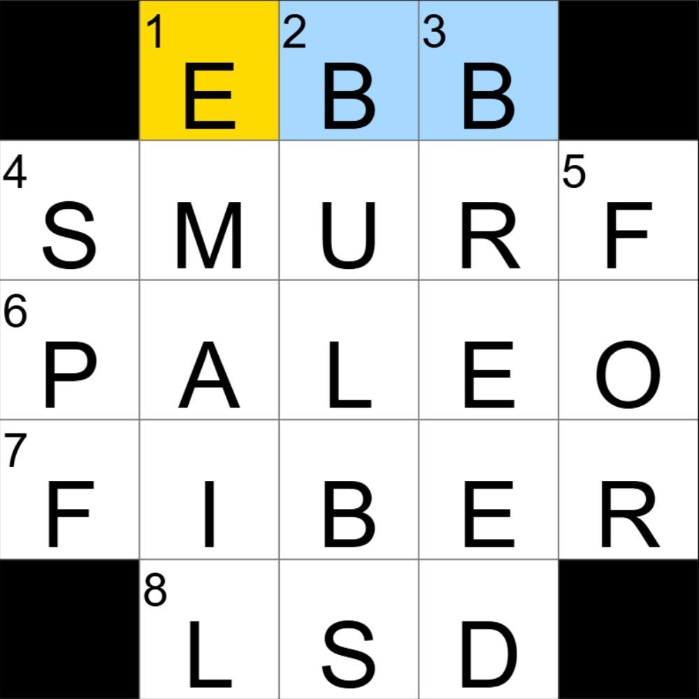 The completed NYT Mini Crossword for 29/08/2025, showing all the answers for each clue. - 3