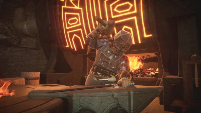 A dwarf sets to work mining in Moria