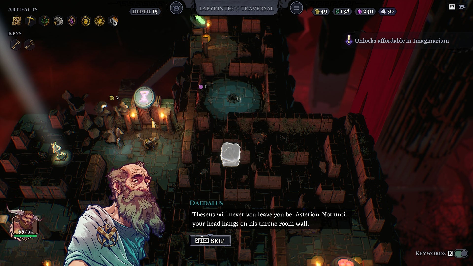 Daedalus warns Asterion in Minos