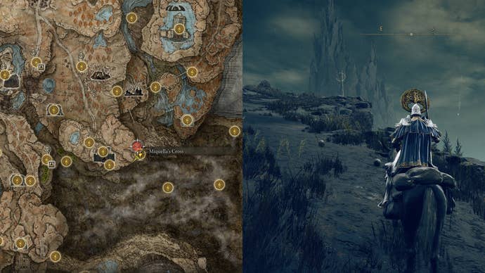 Miquella’s Cross location near Fort Reprimand in Elden Ring: Shadow of the Erdtree.