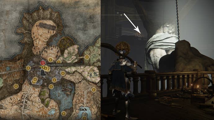 The Miquella’s Cross location inside the Shadow Keep in Elden Ring: Shadow of the Erdtree.