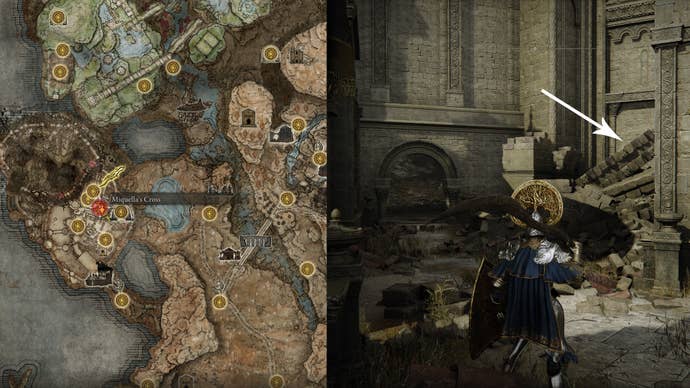 Miquella’s Cross inside Belurat in Elden Ring: Shadow of the Erdtree.