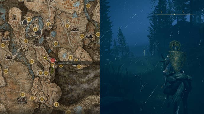 A Miquella’s Cross location near Pillar Path in Elden Ring: Shadow of the Erdtree.