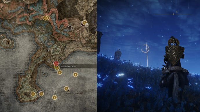 Miquella’s Cross location in the Cerulean Coast in Elden Ring: Shadow of the Erdtree.