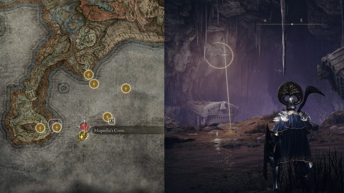 A Miquella’s Cross location near the Fissure Cross in Elden Ring: Shadow of the Erdtree.