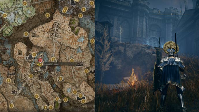 A Miquella’s Cross location in Castle Ensis in Elden Ring: Shadow of the Erdtree.