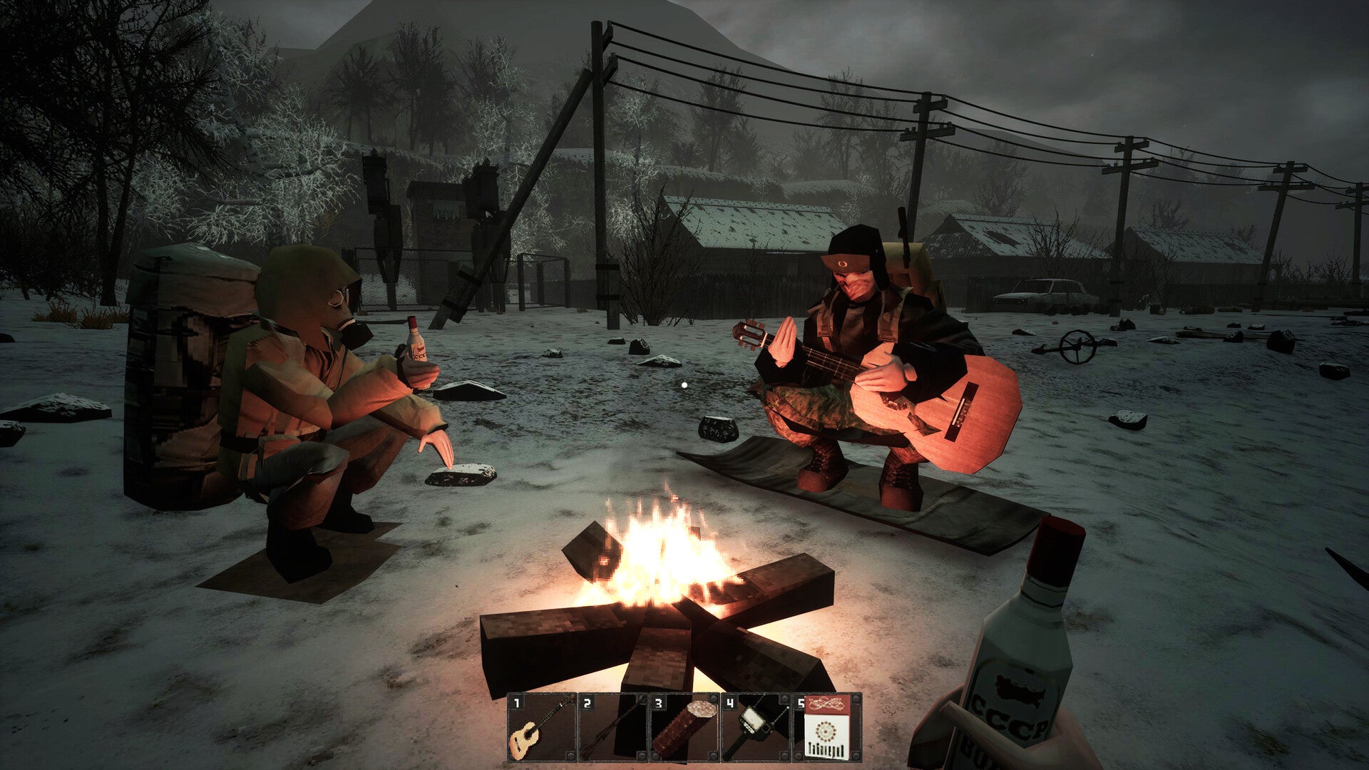 Some characters sitting around a campfire in Misery. - 1