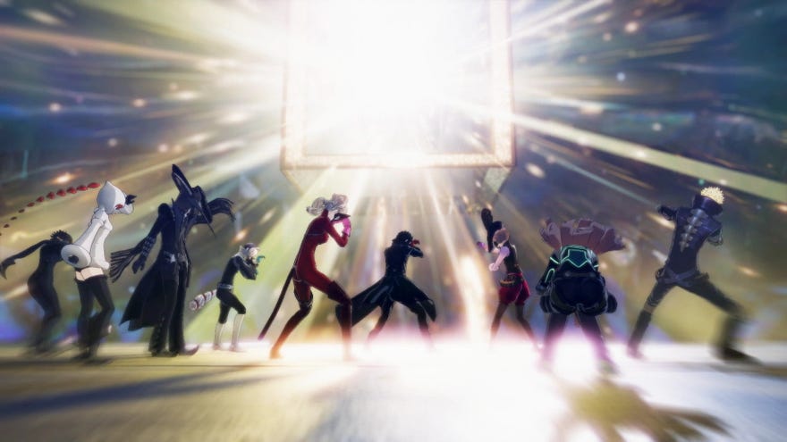 The Phantom Thieves are blasted with light from the Ark of the Covenant just before getting placed on Misty Path