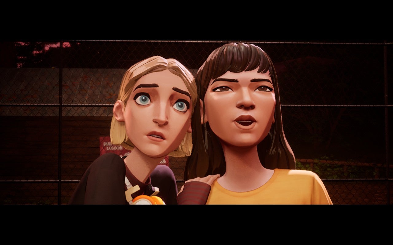 Mixtape screenshot showing Stacey with eyes wide and Cassandra looking determined