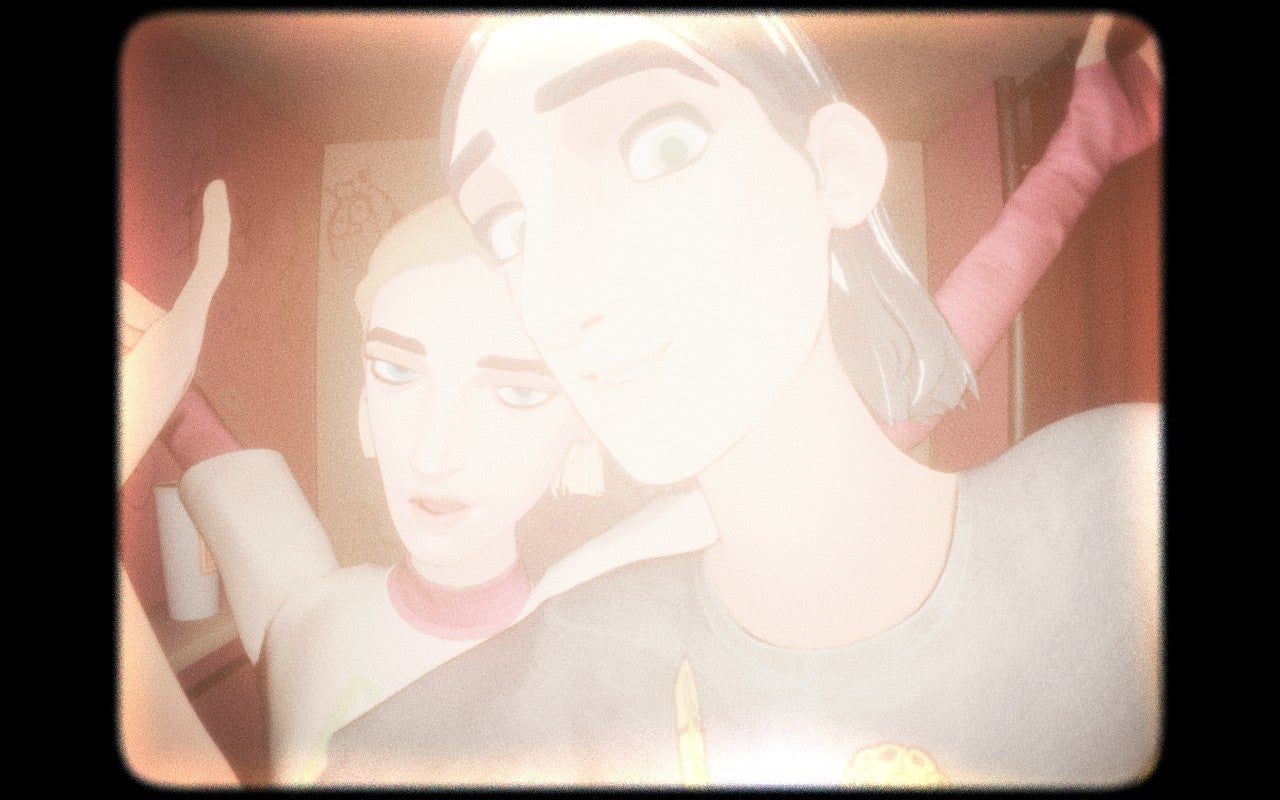 Mixtape screenshot showing Stacey and Slater in a blown out old photobooth image