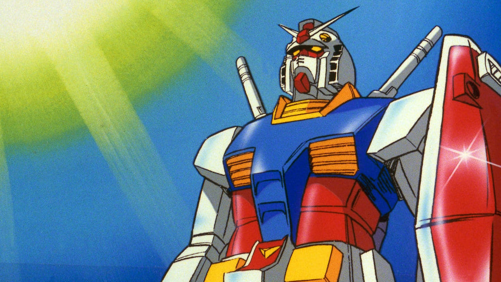 The original Gundam stood looking up at the sun, sparkling in the sunlight. - 1