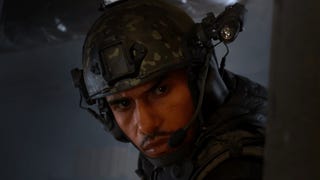 A close-up of a soldier's face in Modern Warfare 3.