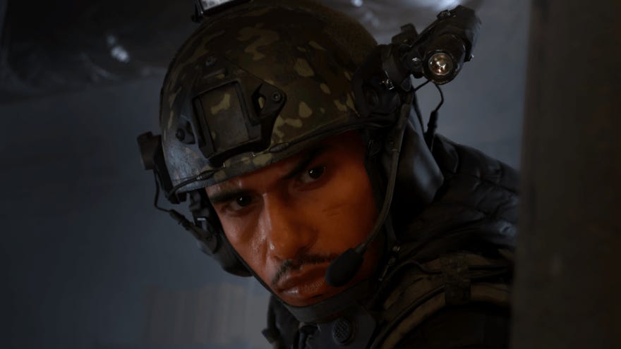 A close-up of a soldier’s face in Modern Warfare 3.