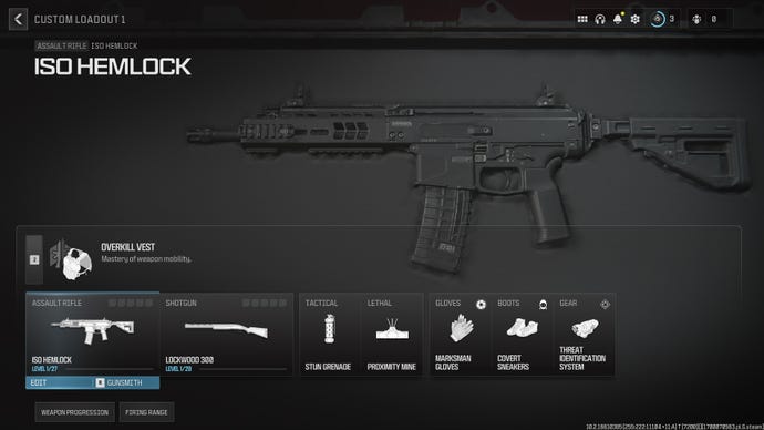 Screenshot of a ISO Hemlock loadout in Modern Warfare 3