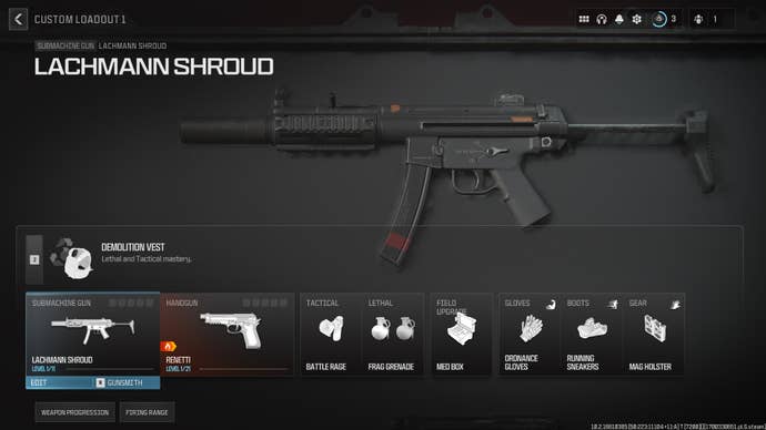 Modern Warfare 3 screenshot of a Lachmann Shroud loadout