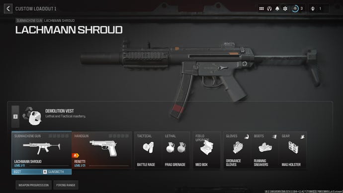 Modern Warfare 3 screenshot of a Lachmann Shroud loadout