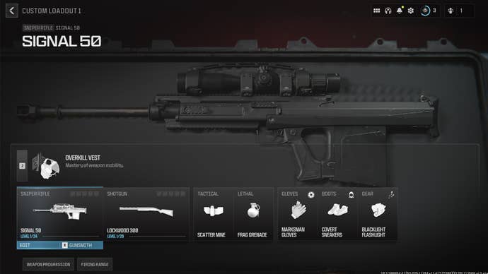 Screenshot of a Signal 50 loadout in Modern Warfare 3