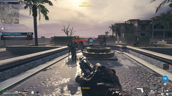 Screenshot of a zombie horde in MWZ