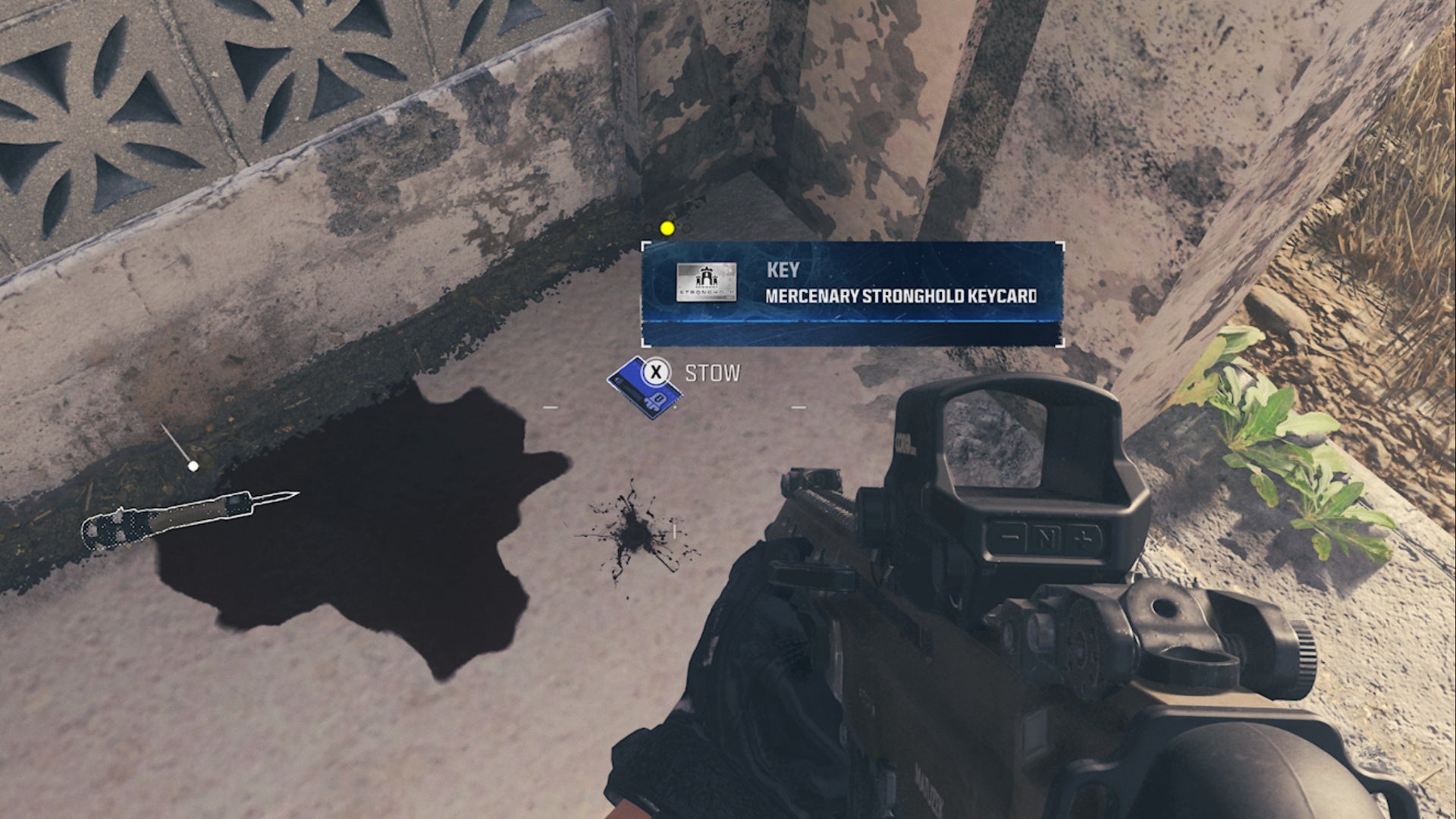 modern warfare 3 zombies mcw pointing at merc stronghold keycard on ground