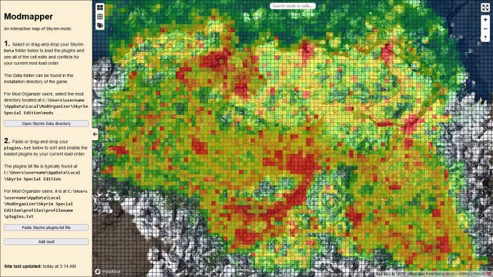 A screenshot of the Skyrim Modmapper tool