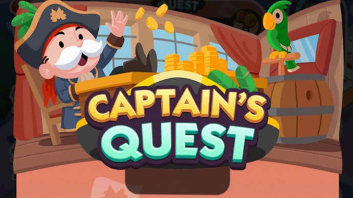 Artwork for the Monopoly Go Captain’s Quest event showing the Monopoly mascot dressed up as a pirate.