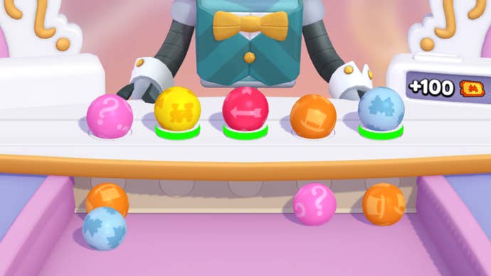 A selection of coloured balls in the Juggle Jam mini-game in Monopoly Go.