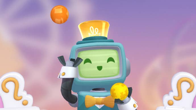 A juggling robot in Monopoly Go.