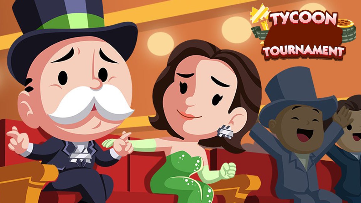 Artwork for the Monopoly Go Tycoon Awards tournament, showing the Monopoly mascot at an awards ceremony. - 1