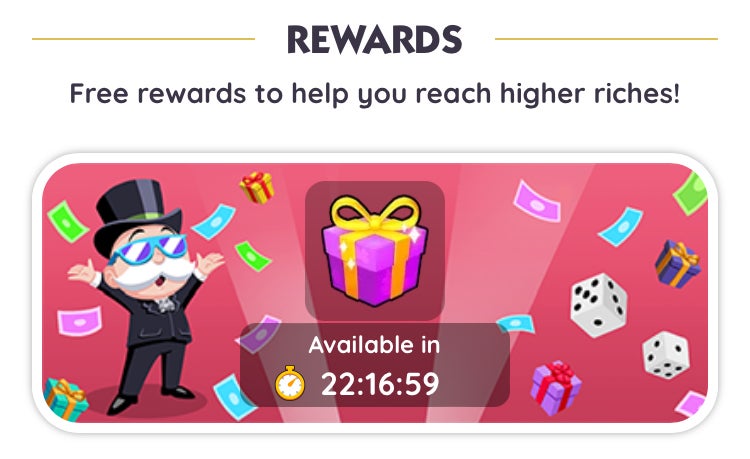 The Monopoly Go Tycoon Club website, and the section where players can claim their free daily gift. - 10