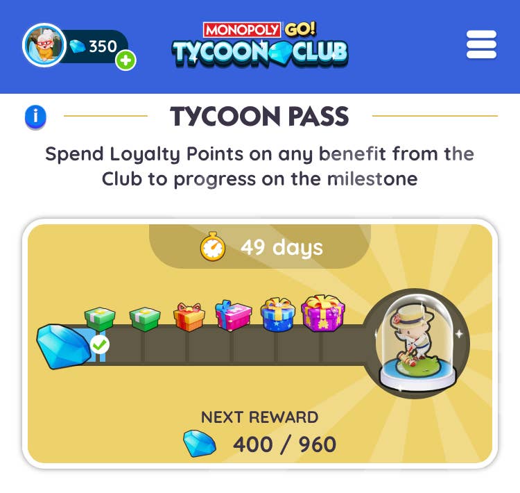 What is the Monopoly Go Tycoon Club, what rewards are there? | VG247
