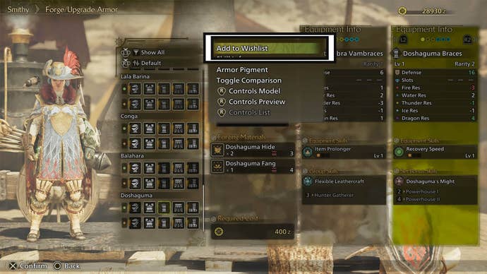 monster hunter wilds add hunter armor to wishlist