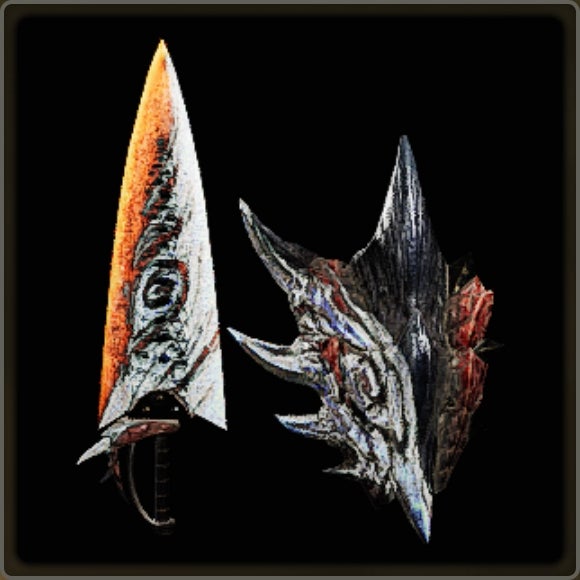 A close-up of a weapon in Monster Hunter Wilds against a black background. - 5