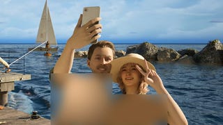 Censored InZoi couple stand by the beach.