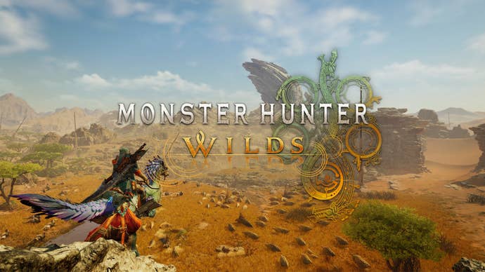 Key art from Monster Hunter Wilds – a rider crests a hill to see a savannah-esque landscape opening out before them.