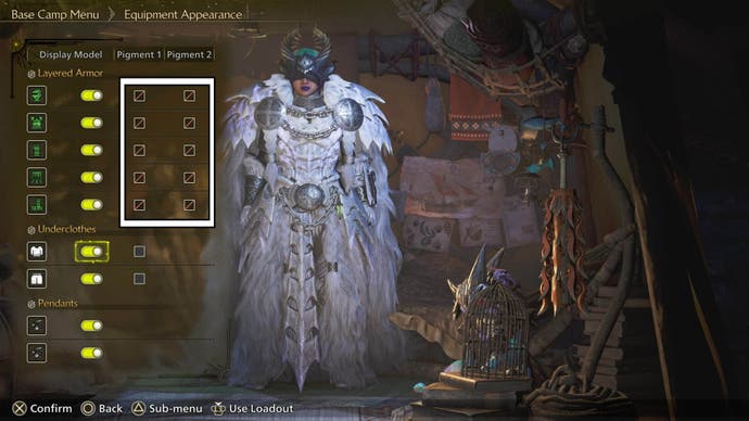 monster hunter wilds armor appearance menu pigment boxes blocked
